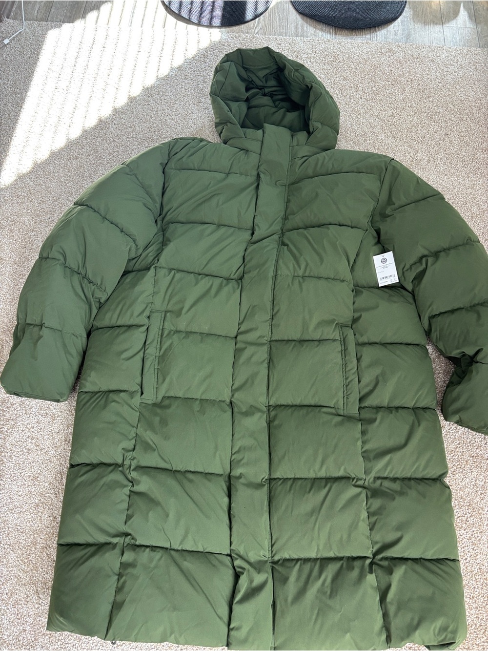 Amazon Essentials Mens Hooded Long Puffer Coat, dark olive, XXL big and tall